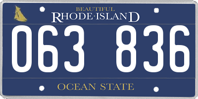 RI license plate 063836