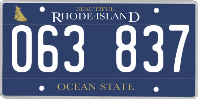 RI license plate 063837