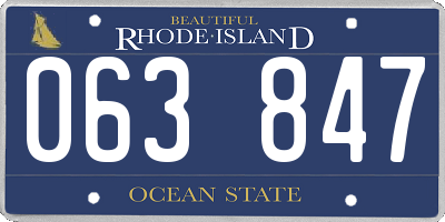 RI license plate 063847