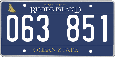 RI license plate 063851