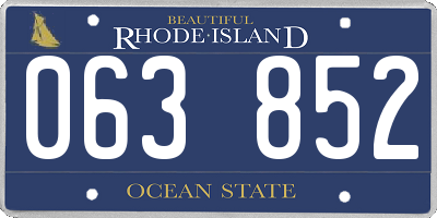 RI license plate 063852