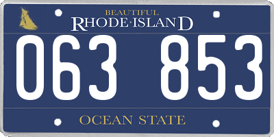 RI license plate 063853