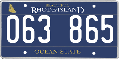 RI license plate 063865