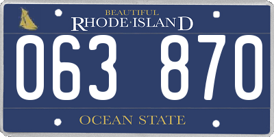 RI license plate 063870