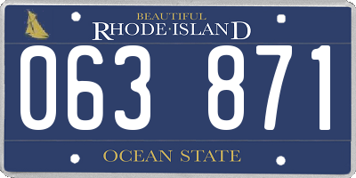RI license plate 063871