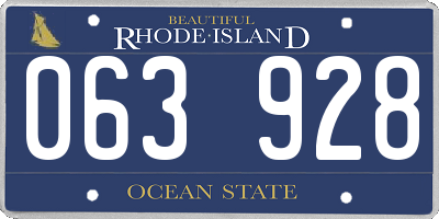 RI license plate 063928