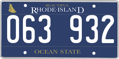 RI license plate 063932