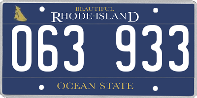 RI license plate 063933
