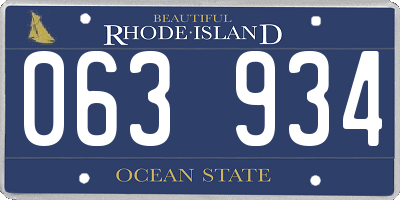RI license plate 063934