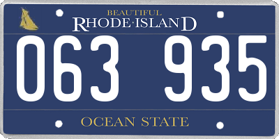 RI license plate 063935
