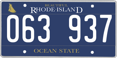 RI license plate 063937