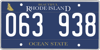 RI license plate 063938