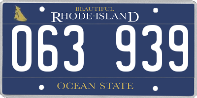 RI license plate 063939