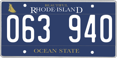 RI license plate 063940