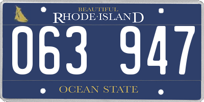 RI license plate 063947