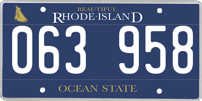 RI license plate 063958