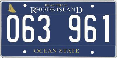 RI license plate 063961