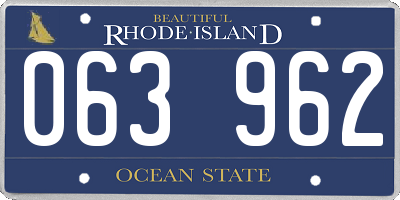 RI license plate 063962