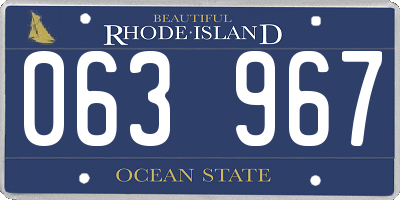 RI license plate 063967