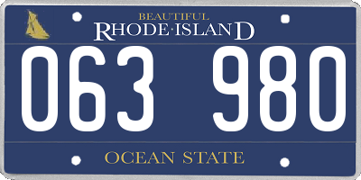 RI license plate 063980