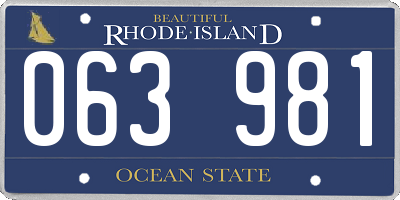RI license plate 063981