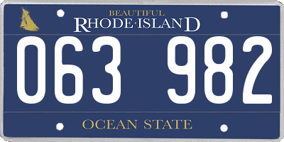 RI license plate 063982