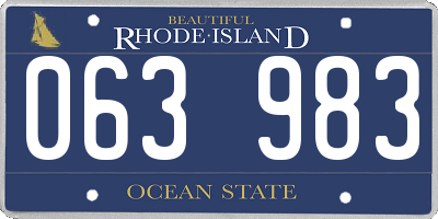 RI license plate 063983
