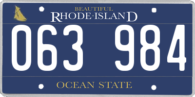 RI license plate 063984