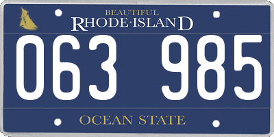 RI license plate 063985