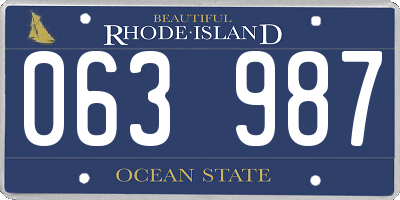 RI license plate 063987