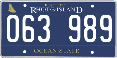 RI license plate 063989