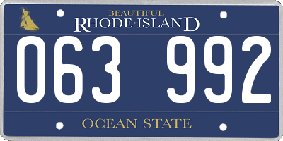 RI license plate 063992