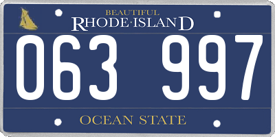RI license plate 063997