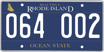 RI license plate 064002