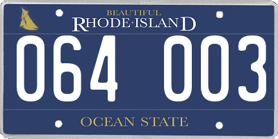 RI license plate 064003
