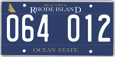 RI license plate 064012