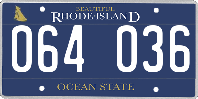 RI license plate 064036