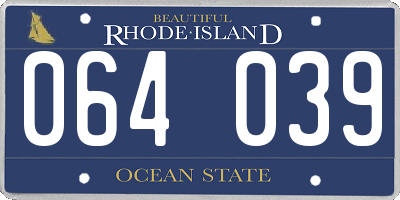 RI license plate 064039