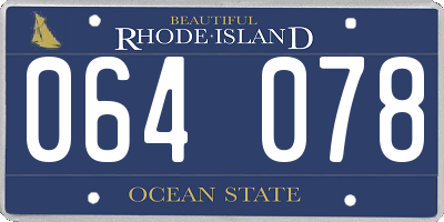 RI license plate 064078