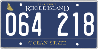 RI license plate 064218