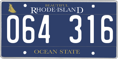 RI license plate 064316