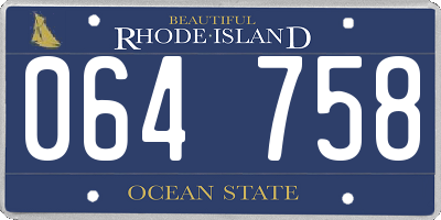 RI license plate 064758