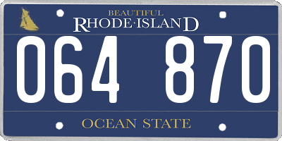 RI license plate 064870