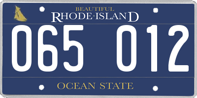 RI license plate 065012
