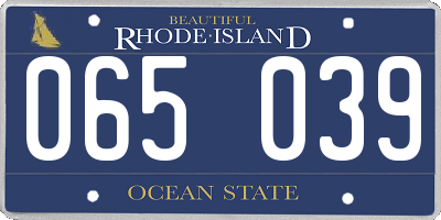 RI license plate 065039