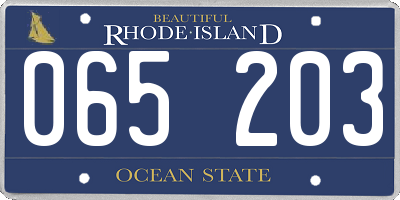 RI license plate 065203