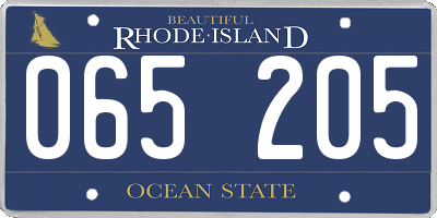 RI license plate 065205