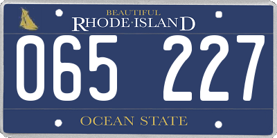RI license plate 065227