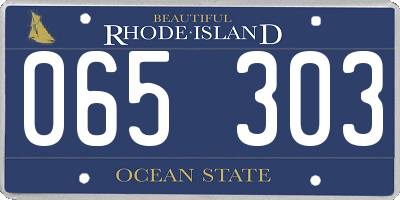 RI license plate 065303