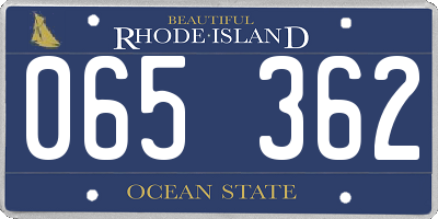 RI license plate 065362